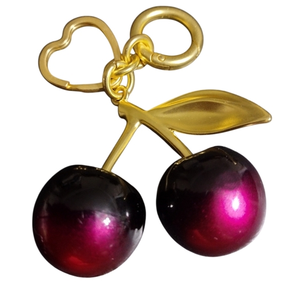 Cherries Large Pink Ombre Bag Charm/Keychain New - Picture 2 of 2
